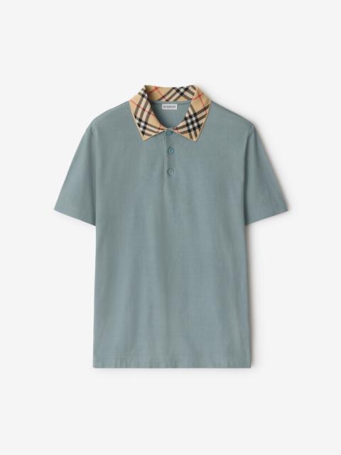 Burberry Check Collar Cotton Polo Shirt