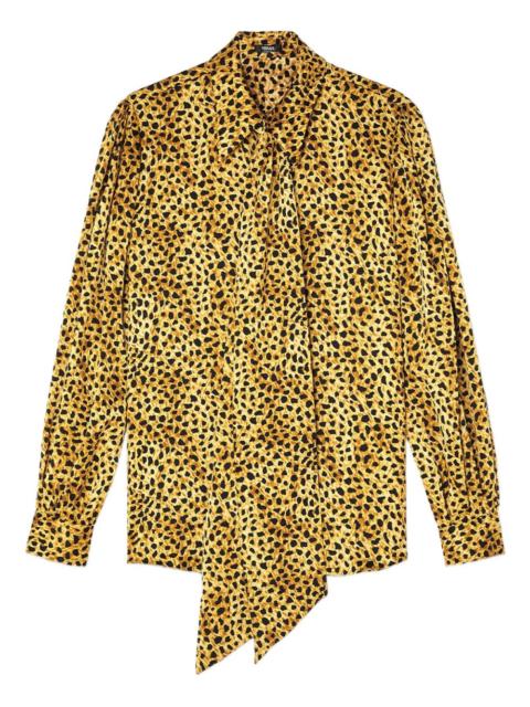 VERSACE cheetah-print tie-neck blouse
