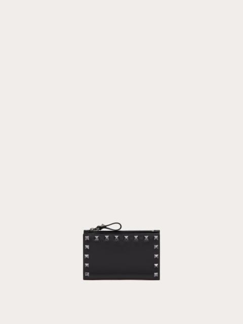 Valentino ROCKSTUD CALFSKIN CARDHOLDER WITH ZIP