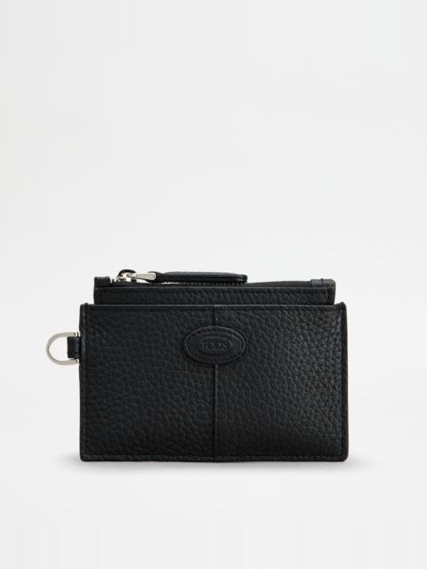 Tod's NECK CARD HOLDER IN LEATHER - BLACK