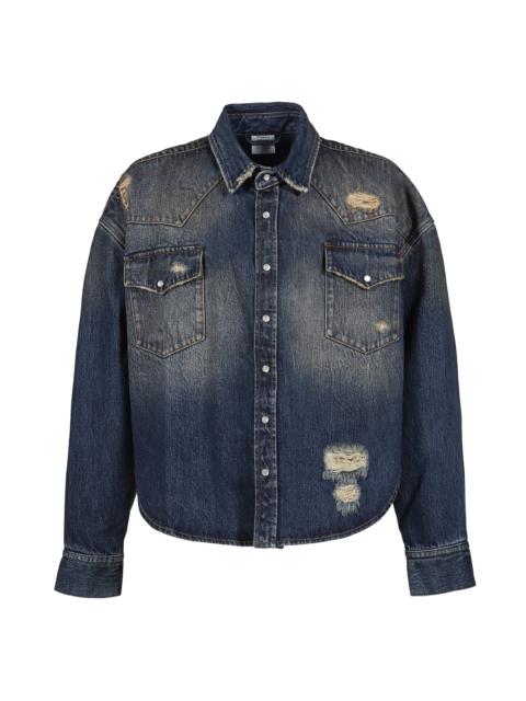 COWBOY DENIM SHIRT / WASHED CUT BLU