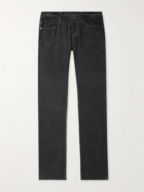 Slim Straight-Leg Cotton-Blend Corduroy Trousers