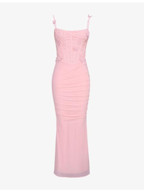 House of CB Romola Butterfly Stretch-Mesh Maxi Dress