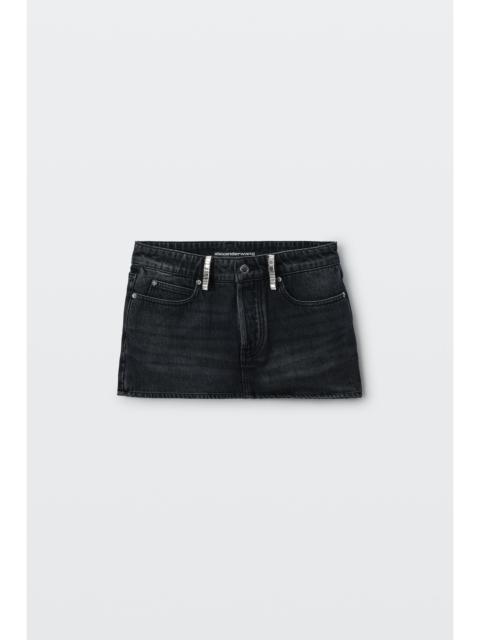 Alexander Wang crystal hotfix belt loop denim mini skort