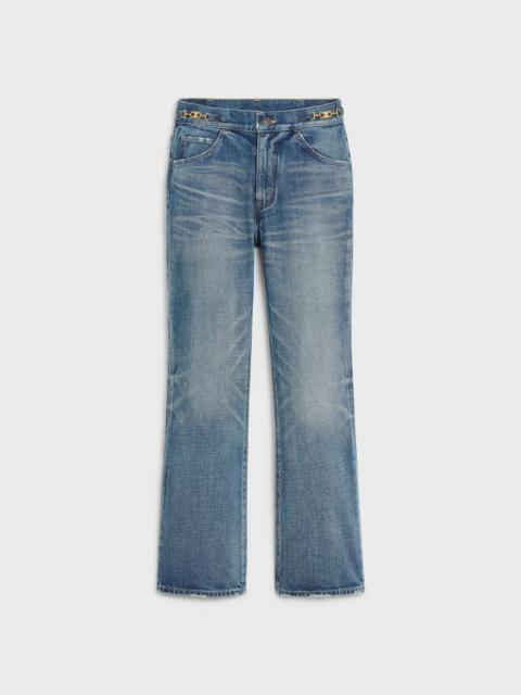 CELINE DYLAN FLARED JEANS WITH SIGNATURE IN UNION WASH DENIM