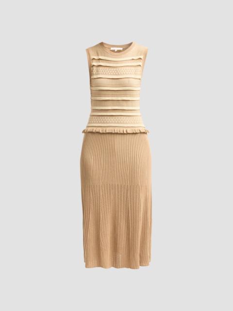 RAMY BROOK Women's Annie Compact Knit Midi Dress - Camel Ivory Combo