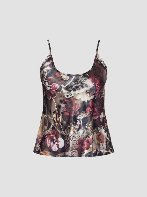 L'AGENCE Women's Charmy U-Neck Cami Top - Burgundy Multi Lux