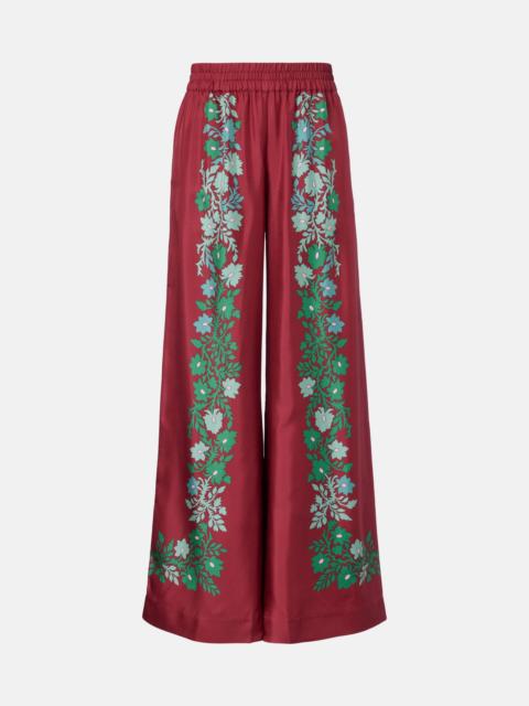 La DoubleJ Floral silk twill palazzo pants