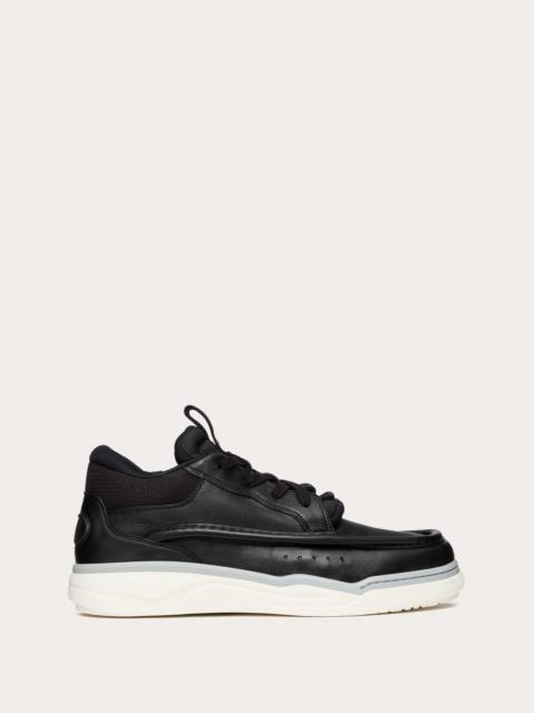 CALFSKIN LEATHER MID-TOP RUNBOOT SNEAKER