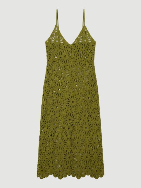 KAREN MILLEN Floral Crochet Woven Beach Maxi Dress