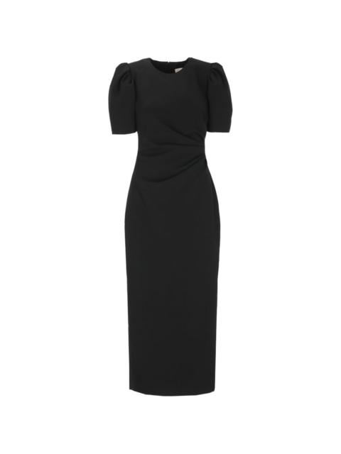 CAROLINA HERRERA draped puff-sleeve midi dress