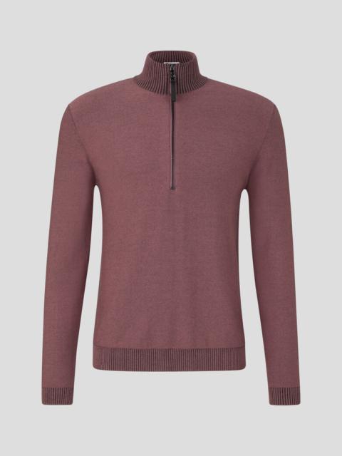 BOGNER Patryk Half-zip pullover in Blackberry red