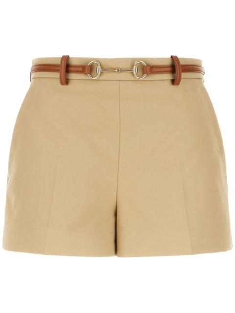 GUCCI Horsebit-detail cotton shorts