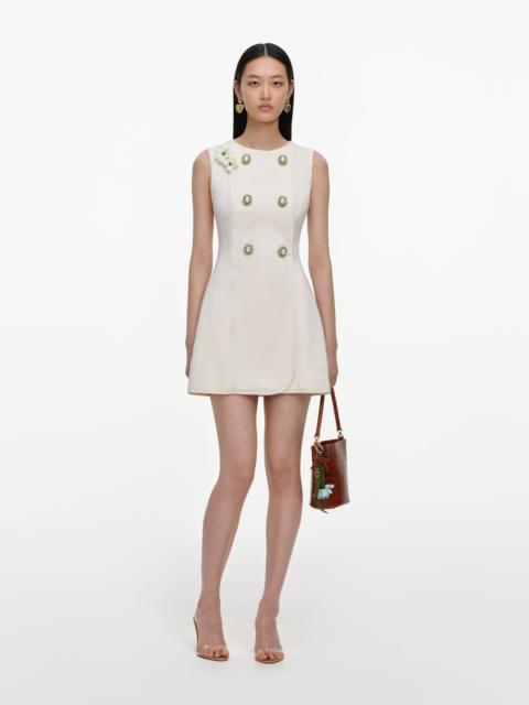 self-portrait Cream Denim Double Breasted Mini Dress