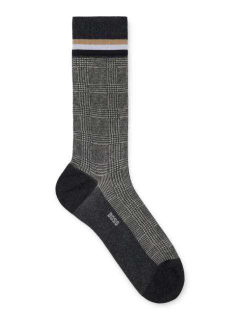BOSS REGULAR-LENGTH CHECKED SOCKS IN MERCERIZED STRETCH COTTON