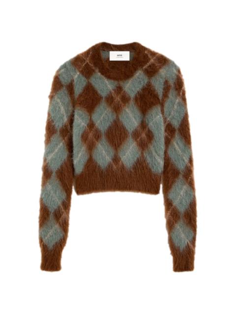 check-pattern brushed jumper