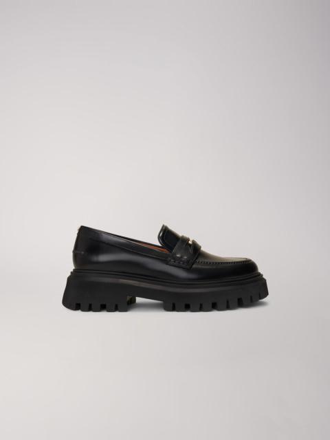 maje Leather platform loafers