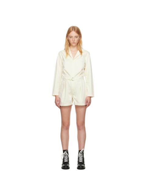 rag & bone Off-White Pleated Denim Jumpsuit