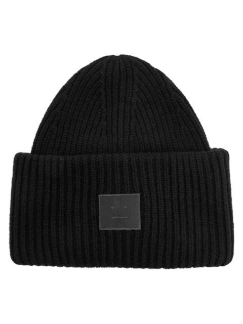 Acne Studios Acne Studios Pansy Face Ribbed Wool-blend Beanie