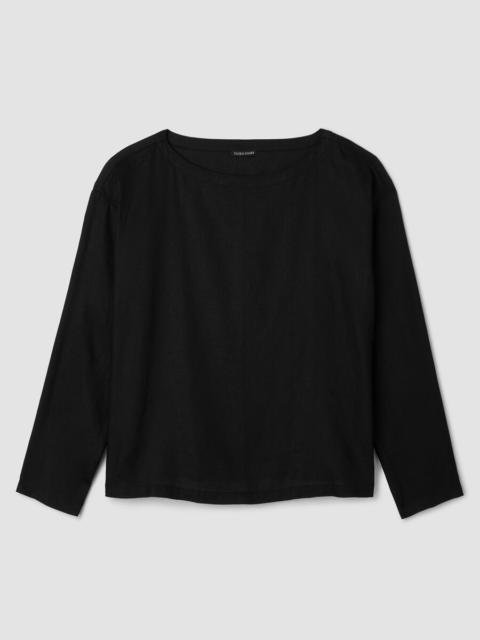 EILEEN FISHER Organic Handkerchief Linen Bateau Neck Box-Top