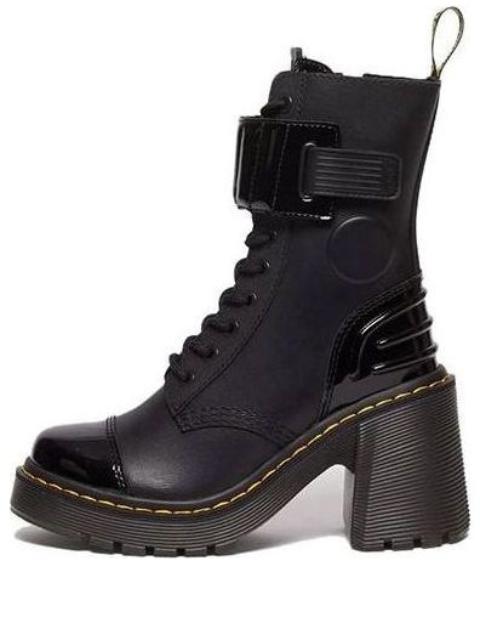(WMNS) Dr. Martens Gaya 10-Eye Alternative Leather Heeled Boots 'Black' 31006001