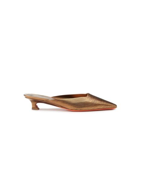 Santoni Women's gold leather low-heel sandal