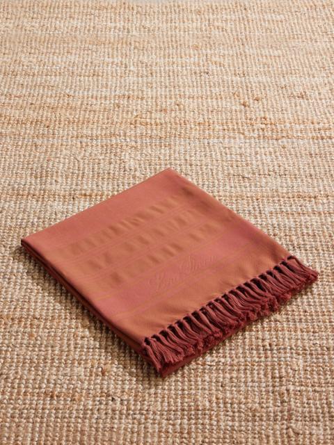 Loro Piana Fringed Striped Cotton Towel Orange