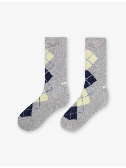 Sandro Rhinestone Argyle-Pattern Wool and Cashmere-Blend Socks