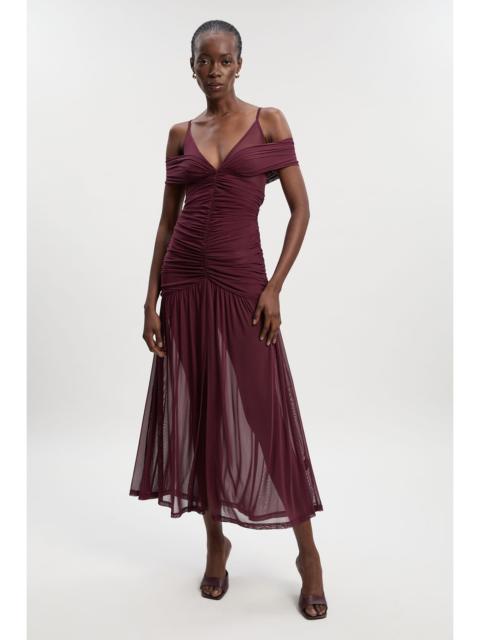 KAREN MILLEN Mesh Plunge Strappy Detail Maxi Dress