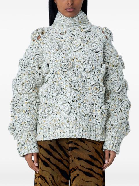 GANNI floral crochet sweater