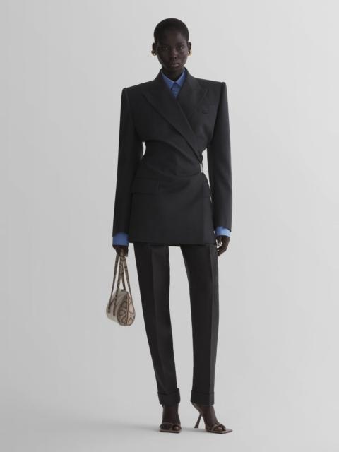 MUGLER anthracite twisted double breasted jacket