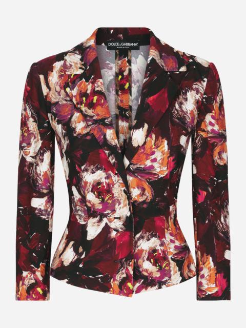Dolce & Gabbana Short cady jacket with peony print