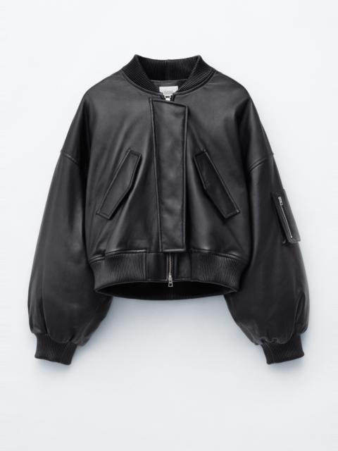 & Other Stories Cropped Leather Bomber Jacket
