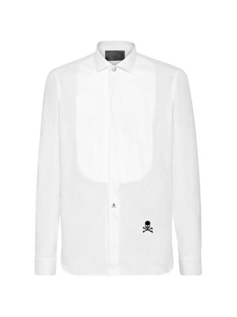 logo-embroidered pleat-detail shirt