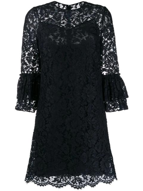 Valentino flared floral lace mini dress