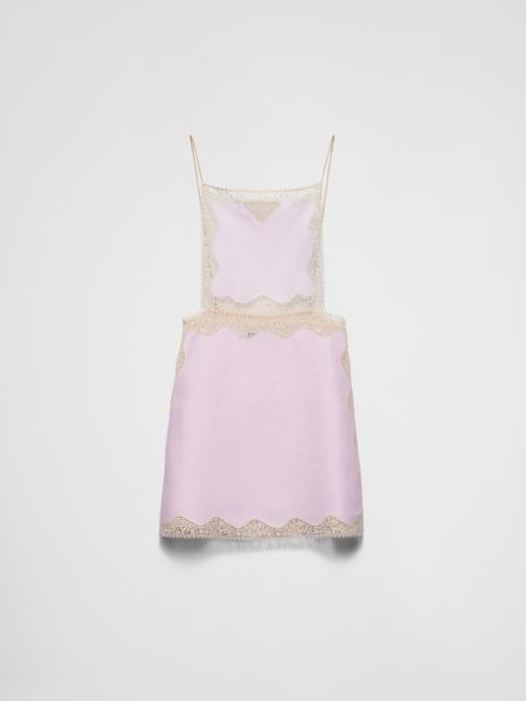 Prada Embroidered, lace-trimmed linen mini-dress | REVERSIBLE