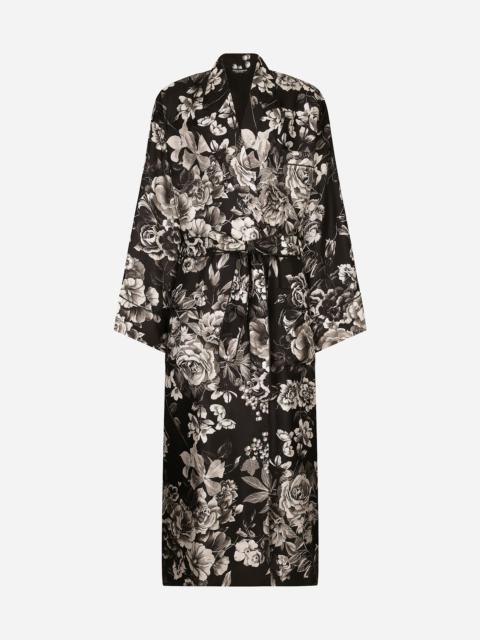 Dolce & Gabbana Floral-print silk twill robe