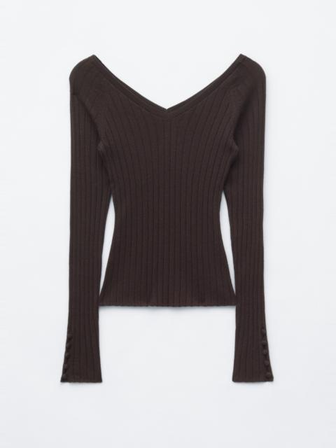 & Other Stories Ribbed Wool V-Neck Top