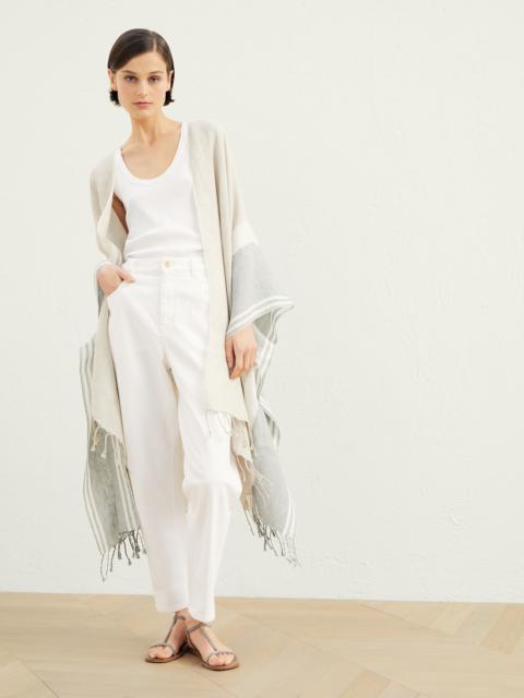 Brunello Cucinelli Linen shawl with stripes