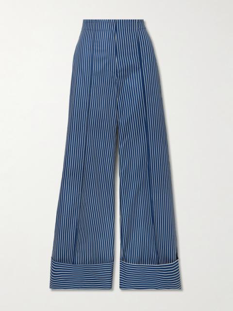 ANDRES OTALORA Refugios Striped Stretch Cotton-twill Wide-leg Pants
