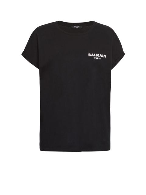 Balmain Eco-designed cotton T-shirt with small flocked Balmain logo