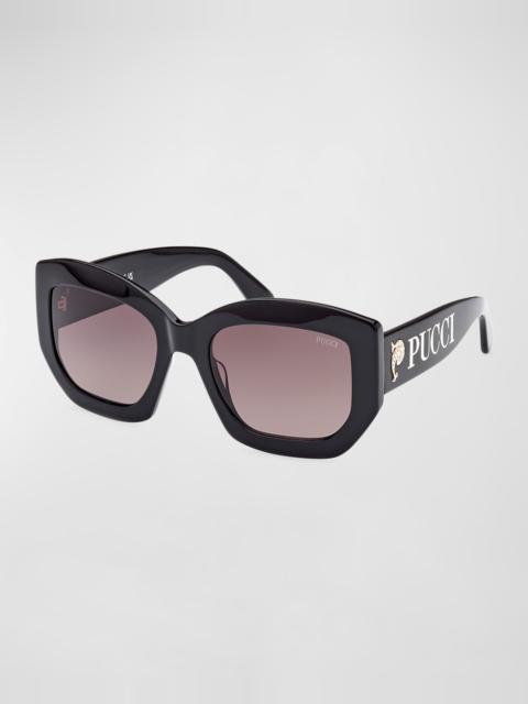 PUCCI Oversized Logo Acetate & Metal Sunglasses