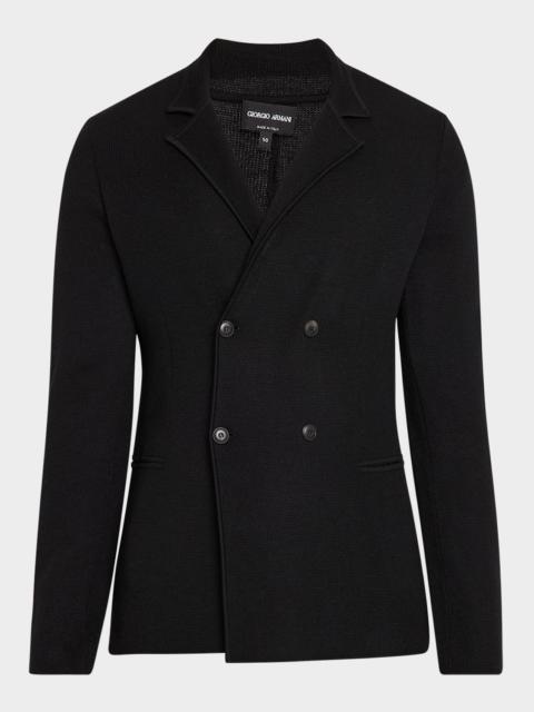 GIORGIO ARMANI Men's Wool-Cashmere Rib Stitch Blazer