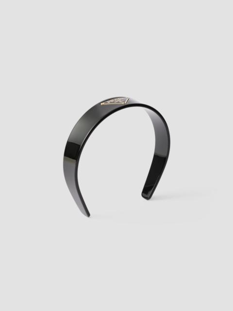 Prada Women's Headband with Triangle Logo - Black