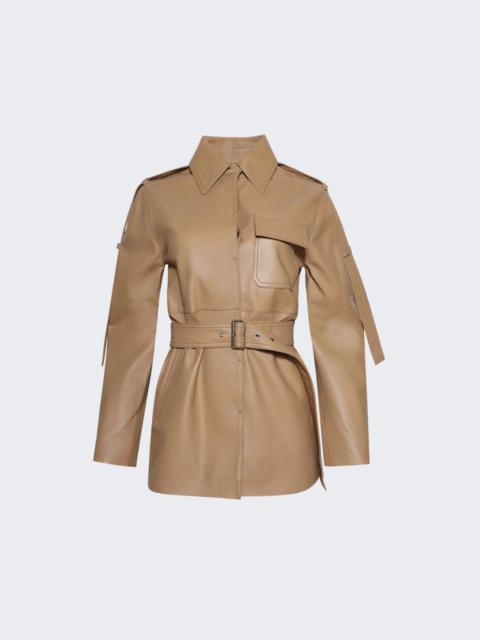 Victoria Beckham Belted Boxy Leather Jacket Butter