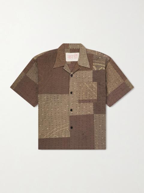 KARDO Rohit Bandhani Convertible-Collar Patchwork Embroidered Cotton Shirt