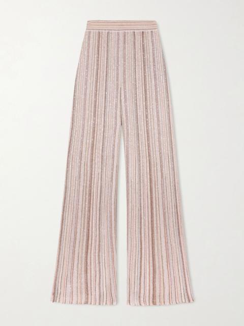 Missoni Striped metallic crochet-knit wide-leg pants Multi