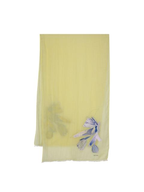 floral-embroidered wool scarf
