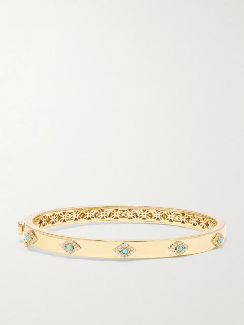 SYDNEY EVAN 14-karat gold, diamond and turquoise bangle Gold