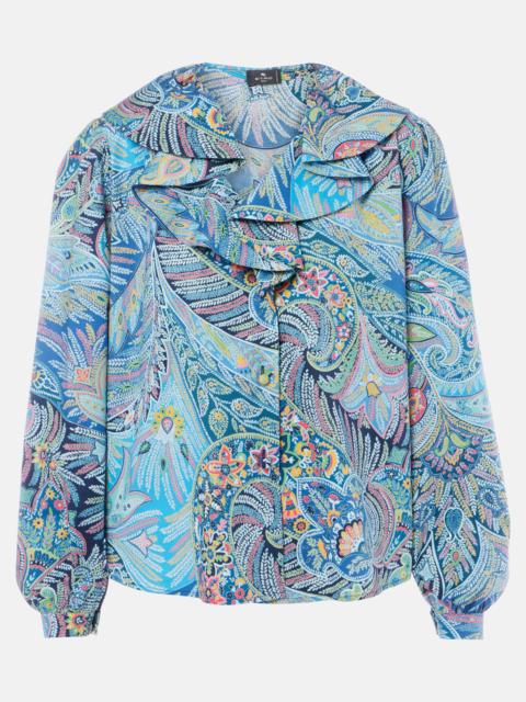 Etro Printed ruffled cotton-blend shirt